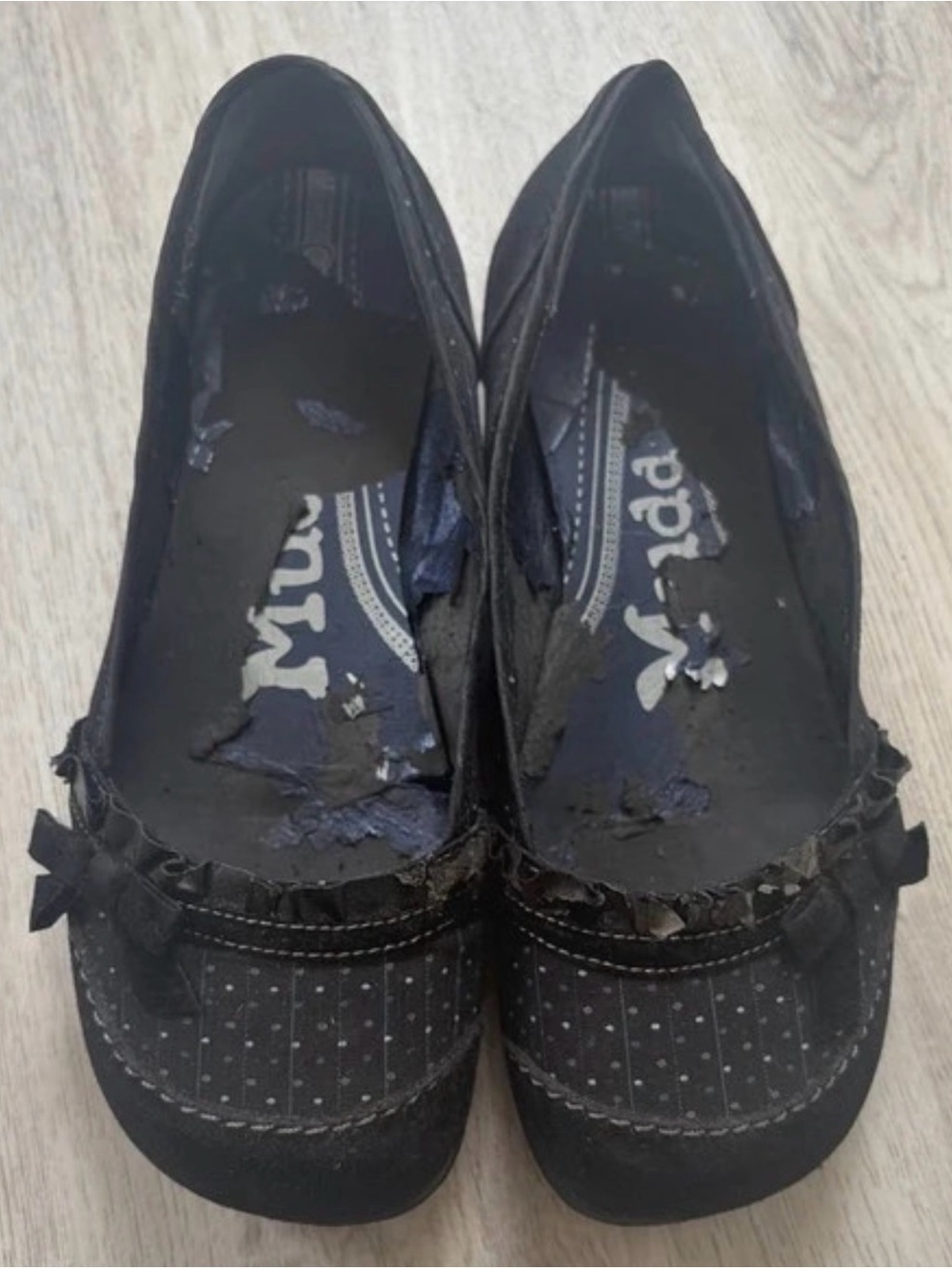 Mudd Black Slip-On Polka Dot Ballet Flats with Bow